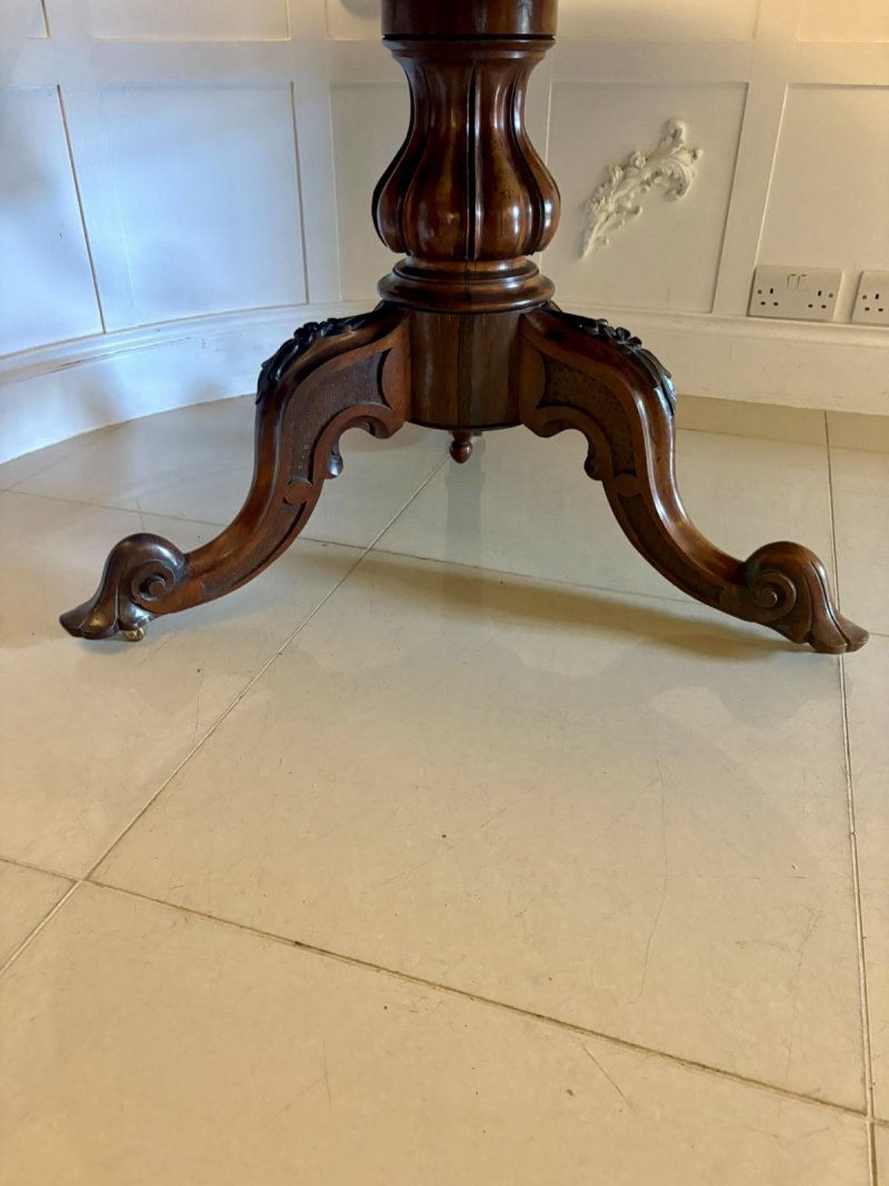 Antique Victorian Quality Carved Rosewood Circular Dining Table - Image 8